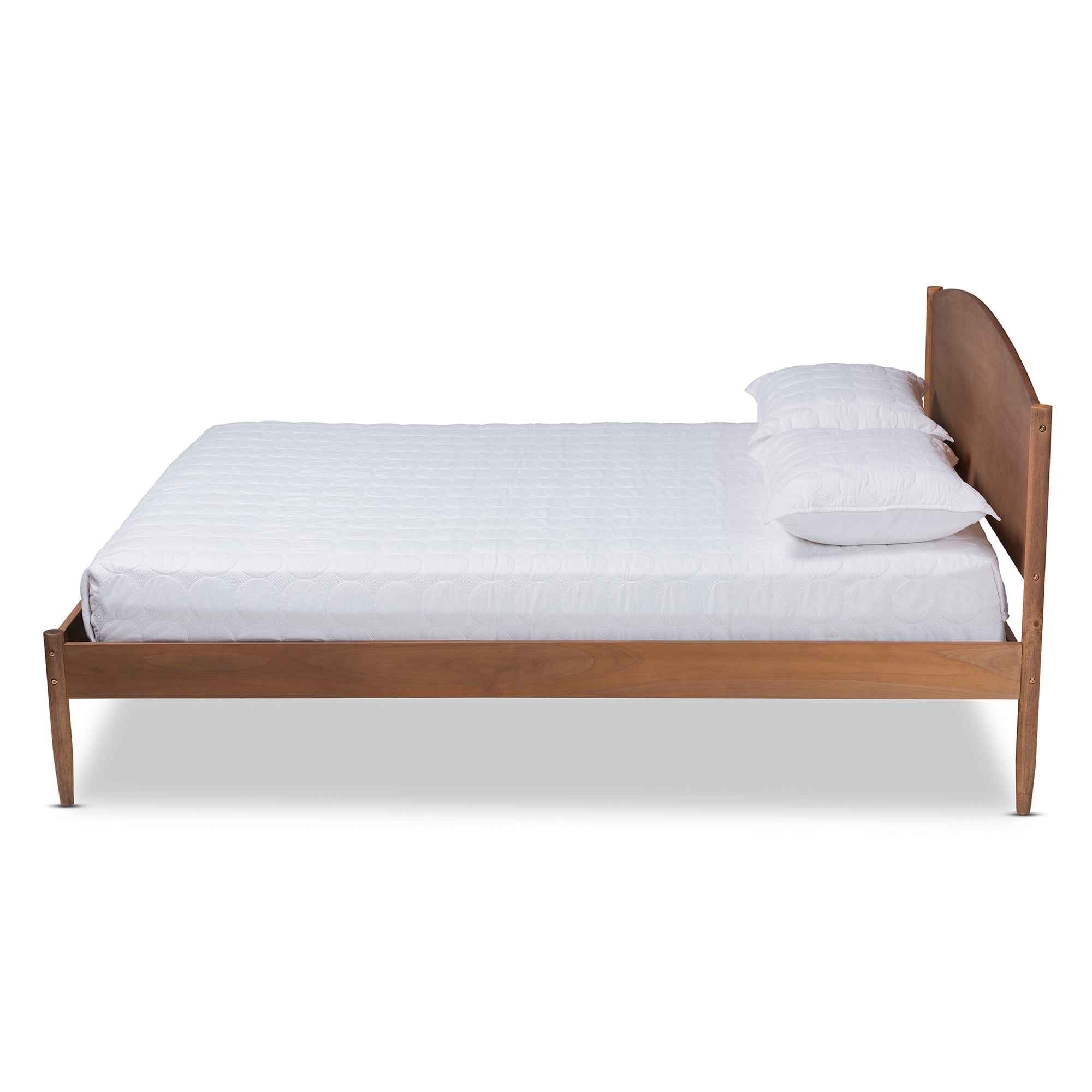 Baxton Studio Leanora MidCentury Modern Ash Wanut Finished Full Size Wood Platform Bed