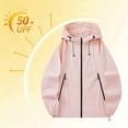 thumbnail image 2 of Ke1Clo Women's Sun Protection Hoodie UPF50+ Loose Zip Up Lightweight Jacket Long Sleeve Casual Solid Outdoor Sporty Tops Pink S, 2 of 5