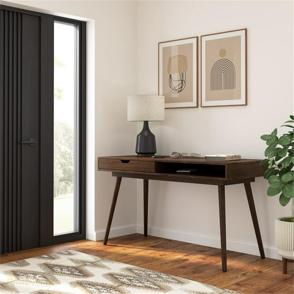 Nora 54W Writing Desk in Dark Walnut by Bush Furniture - Engineered Wood