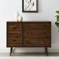 thumbnail image 3 of Commode Moderne 5 Tiroirs en Métal et Bois en Noyer Foncé, 3 of 5