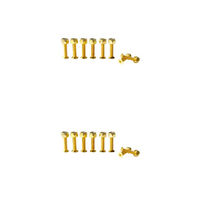 Greeniant Kit de tuercas de clavos para puente de patineta, dispositivos a prueba de óxido, herrajes de hierro, tornillos de embarque profesionales, Oro 25mm 2piezas