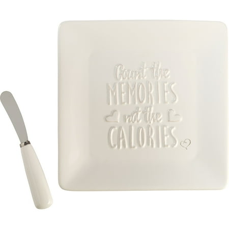 - Precious Moments Bountiful Blessings Ceramic/Stainless Steel Count The Memories Not The Calories 8 Inch Square Cheese Plate 2-Piece Set With Cheese Knife/Spreader 182425