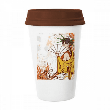 

japanfan hand-decorated mug coffee drinking glass pottery cerac cup lid
