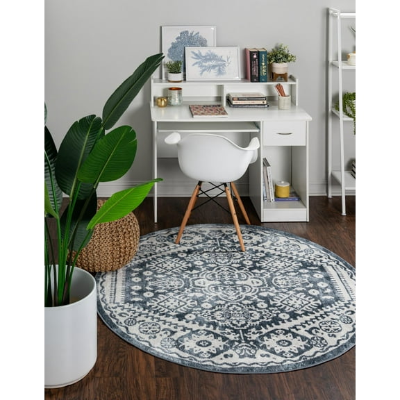 Unique Loom Radcliffe Oxford Rug , 3' 0" x 3' 0" ,Blue