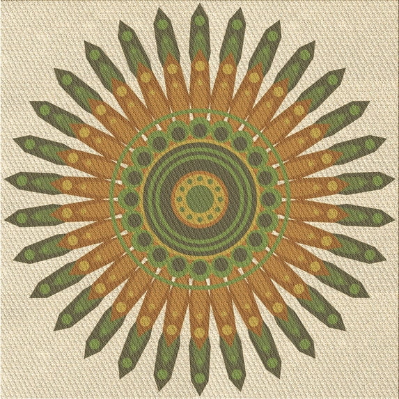 Ahgly Company Indoor Square Patterned Light Brown Area Rugs, 4' Square