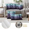 thumbnail image 6 of Teal Purple Forest Outdoor Waterproof Pillow Covers, Vintage Foggy Woods Tree Decorative Square Throw Pillowcase Sofa Cushion Sham for Patio/Couch/Chair, 26"x26" 2 Pack, 6 of 8