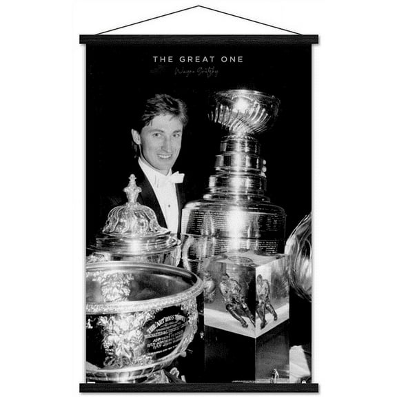Wayne Gretzky - Trophies Wall Poster with Wooden Magnetic Frame, 22.375" x 34"