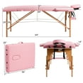 thumbnail image 2 of Patiojoy Portable Massage Table Adjustable Spa Bed Wooden Legs with Face Cradle & Carry Case Pink, 2 of 7