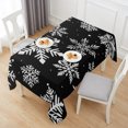 thumbnail image 6 of Black White Snowflake Christmas Table Cloth Waterproof Tablecloths, Winter Xmas Snowflakes Tablecloth Dining Table Cover for Kitchen Party Tabletop Outdoor, Rectangle Tablecloth 60x120 Inch, 6 of 9