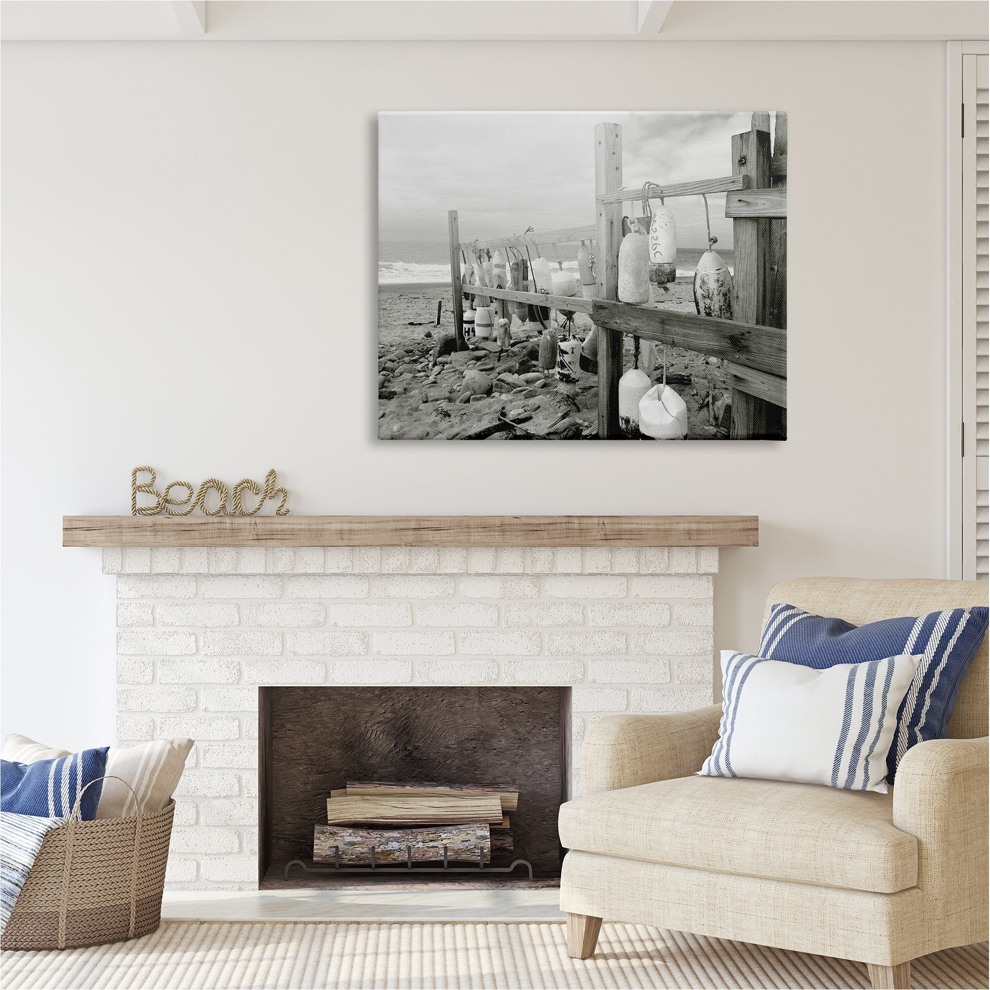 Stupell Industries Nautical Buoys Landscape Landscape Photography Gallery Wrapped Canvas Art Print Wall Art, 48 x 36