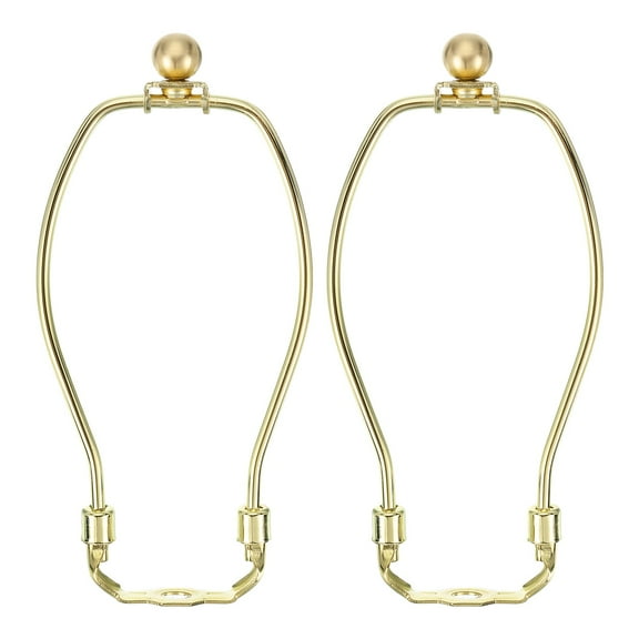 7 Inch Lamp Harp Kit with 17.5mm Solid Brass Ball Finial, 2 Set Heavy Duty Bracket with Standard Saddle & Finial Detachable Shade Holder for Table Floor Lamps, Gold