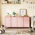 thumbnail image 2 of Cómoda de Entrada con 14 Cajones y Soporte para TV de 63" – Mueble Recibidor con Tomas de Corriente, Centro de Entretenimiento para Sala, Dormitorio- Color: rosa tela, 2 of 8