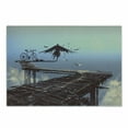 thumbnail image 1 of Fantasy World Cutting Board, Surreal Art Print Bird Man with Eagle Wings Fly over the Clouds Bike Illustration, Decorative Tempered Glass Cutting and Serving Board, Small Size, Brown, by Ambesonne, 1 of 1