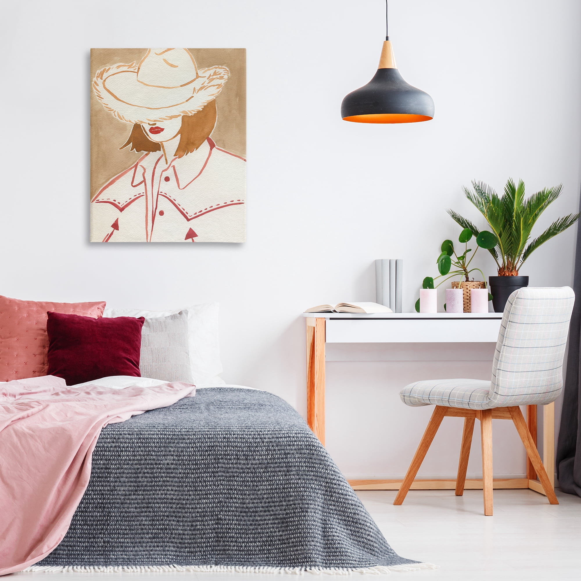 Stupell Industries Western Fashion Woman People Painting Wrapped Canvas Art Print Wall Art, 30 x 40
