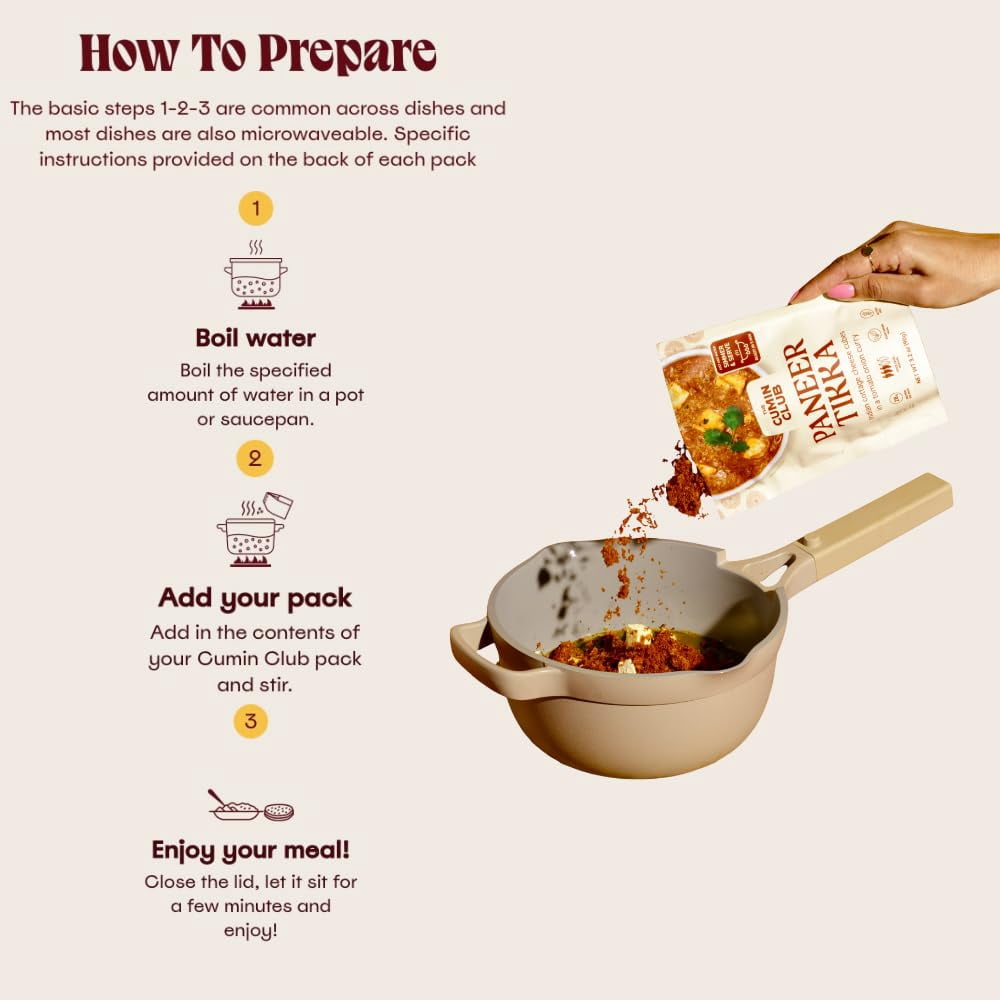 The Cumin Club Paneer Tikka Meal Kit - Instant Meals - Ready to Eat Indian Food (Pack of 5)