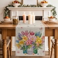 thumbnail image 2 of Table Runner 108 Inches Long for Kitchen Dining, Spring Floral Dresser Scarf Farmhouse, Dining Table Decorations for Wedding/Parties, Watercolor Lavender Daisy Butterflies Linen 13 x 108 In, 2 of 8