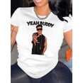 thumbnail image 1 of Camiseta deportiva informal y sencilla para mujer, con cuello redondo y manga corta, con estampado juvenil de hip-hop inglés creativo, cómoda para verano y vacaciones., 1 of 6