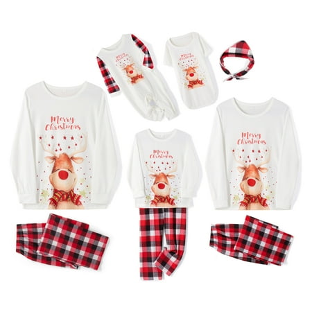 

JYYYBF Family Matching Christmas Pajamas Set Long Sleeve Elk Print Tops Trousers for Adults Kids Sleepwear