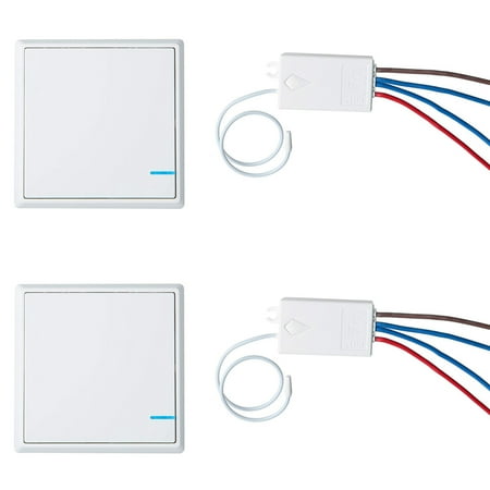 Indoor Video Transmitter GREENCYCLE 2 Set 1-Gang Wireless Light Switch 110V Receiver Transmitter Kit Outdoor 1600 ft Indoors 130 ft - Remote Ceiling Lamp LED Bulb - IP54 Waterproof Design (2 Switches,2 Receivers) ()