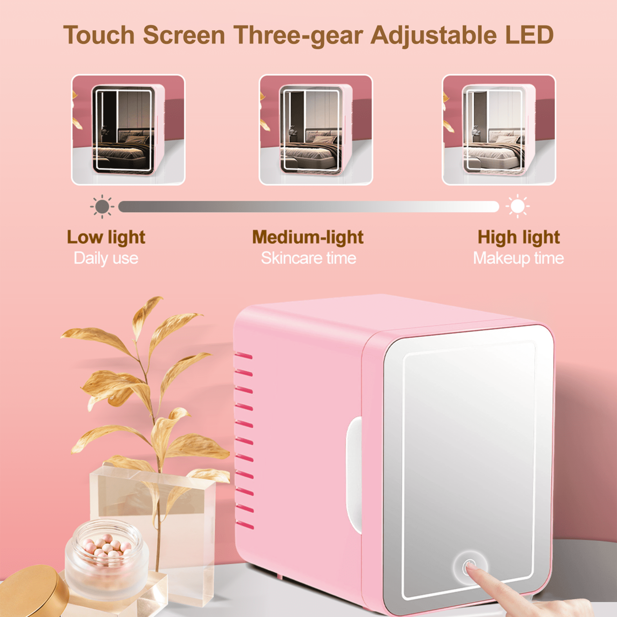 Newruie Mini Fridge, Portable Beauty Fridge, 4L Compact Fridge for Skincare Makeup