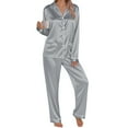 thumbnail image 7 of Family Matching Pajamas Christmas Silk Pajamas Long Sleeve Button-Down Loungewear Set Funny Pajamas Womens Matching Christmas Pajamas, 7 of 7