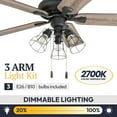 thumbnail image 5 of Prominence Home Lincoln Woods 52" Bronze Industrial Ceiling Fan with 5 Blades, 3 Arm Cage Light Kit, Pull Chains & Reverse Airflow, 5 of 15
