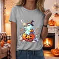 thumbnail image 5 of CFXNMZGR Tshirt Women Womens Halloween Short Sleeve Crew Neck Shirts Fall Halloween Funny Skull Graphic Length Sleeve Top Spooky Season Tees (Grey,XXL), 5 of 6