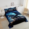 thumbnail image 3 of Magic Dragon Bedding Set Twin Magical Dinosaur Comforter Set Bed, 3D Pterosaur Duvet Insert Blue Galaxy Bedding Comforters & Sets, Starry Sky Quilt Set for All Seasons 2pcs, 3 of 5