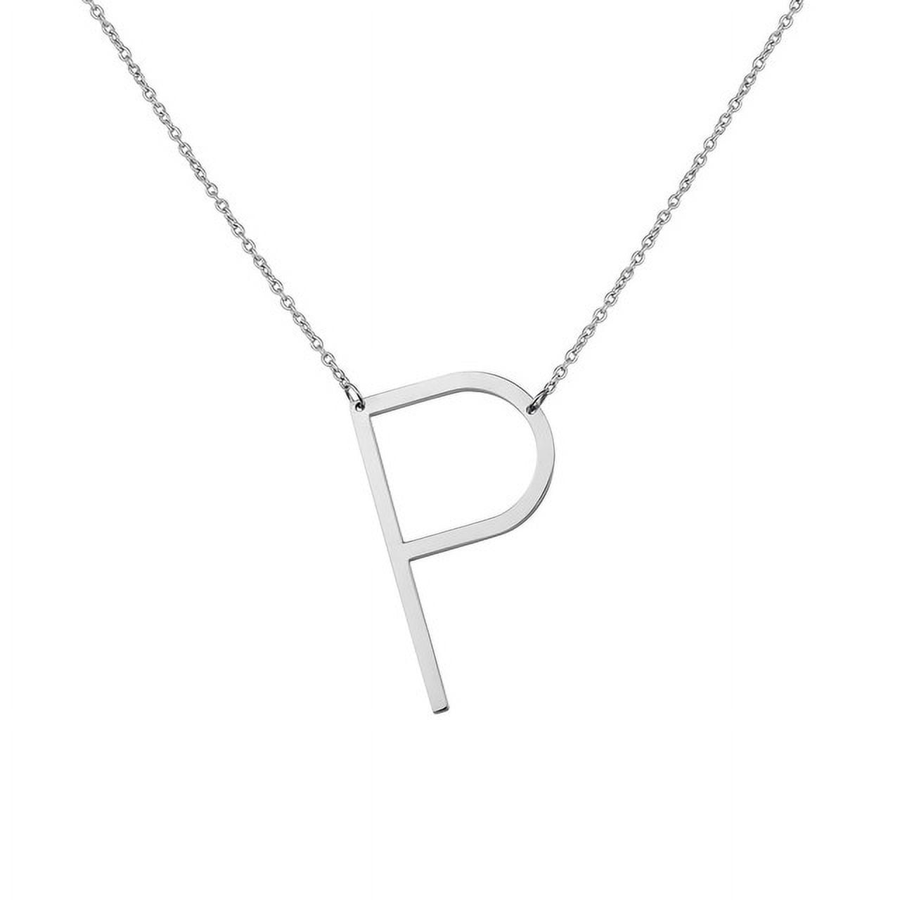 Personalized Initial Letter Necklace with Custom Engraving - Custom Initial Necklace - Oversized Letter Necklace - Sideways Initial Necklace for Women - Gift for Her - Jewelry Gift Set