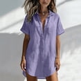 thumbnail image 5 of AHTJRT Women Swimsuit Coverup Shirts Dressy Button Down Short Sleeve Bathing Suit Cover Ups Loose Fit Summer 2026 Beach Vacation Outfits Purple XL, 5 of 7