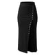thumbnail image 4 of Gibobby faldas largas de mujer casuales Falda midi de lápiz de cintura alta sólida con ribete de lechuga elegante para mujer(Negro， XL), 4 of 5