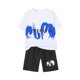thumbnail image 1 of Odeerbi Niños Niñas Rápido Seco Atlético Conjunto Carta Linda Impresión Camiseta de Manga Corta Pantalones Cortos Ropa Deportiva Conjunto Para 3-14 Años, 1 of 5