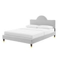 thumbnail image 1 of Platform Bed Frame, Full Size, Grey Gray, Velvet, Modern Contemporary, Bedroom Master Guest Suite Room, 1 of 10