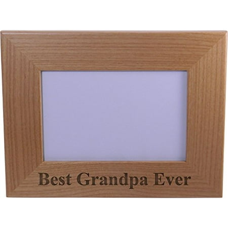 Best Grandpa Ever Engraved Wood Picture Frame - Holds 4-inch x 6-inch Photo - Great Gift for Father's Day, Birthday, or Christmas (Best Playboy Photos Ever)