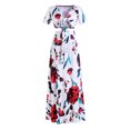 thumbnail image 1 of Vestido largo estampado de 2 piezas Vestido con abertura lateral estampado floral con cuello en V profundo de moda para mujer Blanco XL, 1 of 4