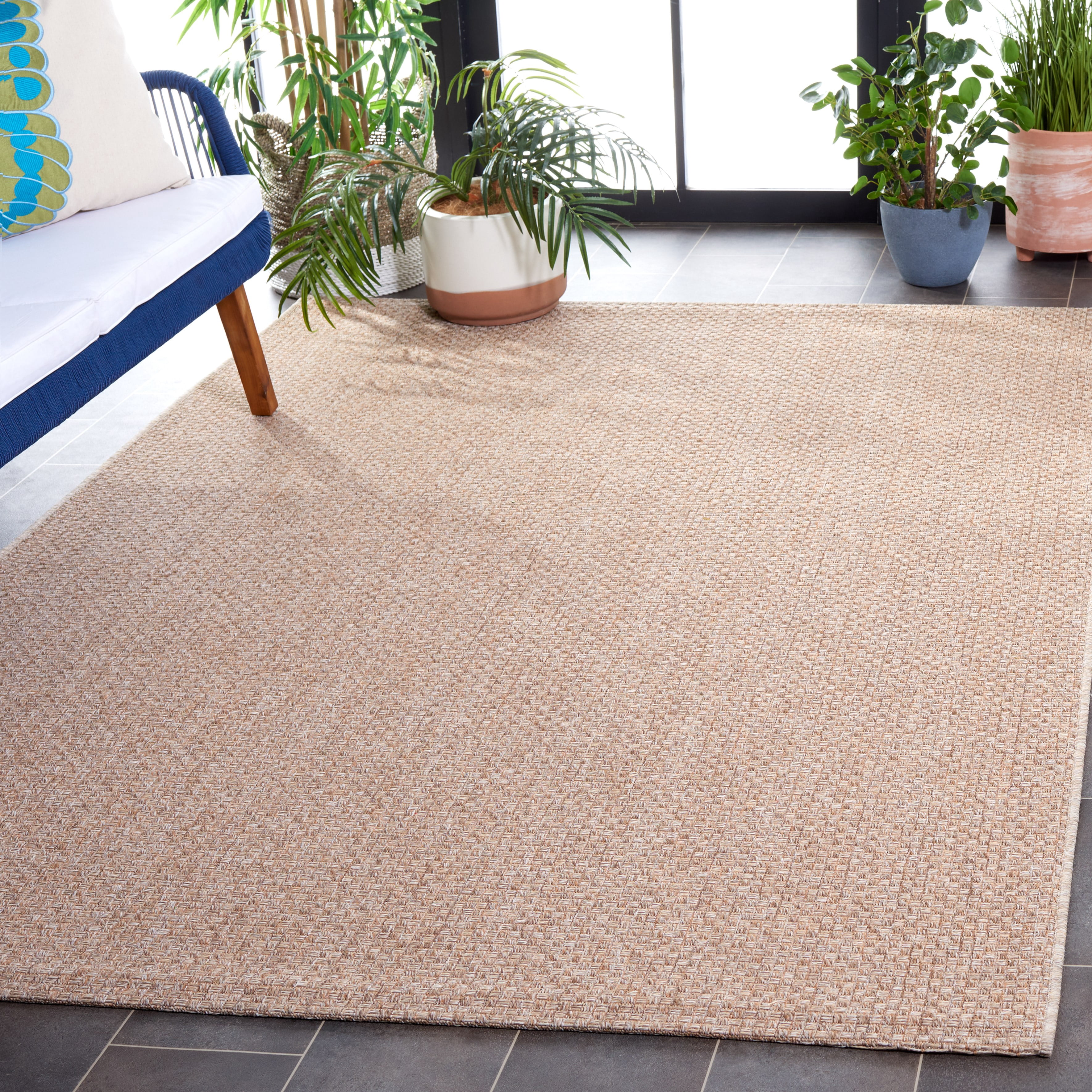 SAFAVIEH Sisal All-Weather Ophelia Solid Indoor/Outdoor Area Rug, Taupe, 4' x 6'
