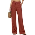 thumbnail image 4 of SAHFX Cotton Linen Pants for Women Long Pant Pull-On Pants Straight Leg Pants Work Pants with Pockets Dress Pants Beach Outfits Loose Pants Baggy Trousers Casual Work Trousers, 4 of 8
