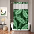 thumbnail image 1 of No Hook Shower Curtain, Green Palm Leaves Shower Curtains for Bathroom with See Through Top Window, Summer Tropical Botanical Simple Boho Waterproof & Washable Bath Curtain Stand Up Stall 36"x72", 1 of 7