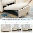 thumbnail image 4 of Lunale 3-in-1 Convertible Sleeper Chair Bed, Indoor Lounge Chair with USB/Type-C, Beige Velvet, 4 of 8
