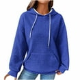 thumbnail image 5 of Savings Clearance 2024 wmjolc Waffle Hoodie for Womens Solid Pullover Drawstring Sweatshirt Spring Fall Oversized Sweatshirts with Pockets Long Sleeve Out Going Tops, 5 of 5