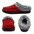 thumbnail image 2 of Needbo Women's Suede Moccasin Fuzzy Slippers Fleece Lined House Non-Slip Rubber Sole Indoor & Outdoor Memory Foam Shoes , Red Size 8-9, 2 of 6