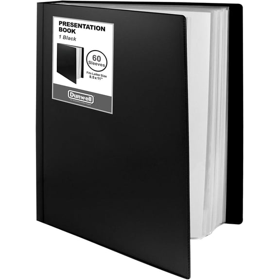 Presentation Binder 60-Pocket, Displays 120 Pages, 8.5x11 Portfolio Binder with Plastic Sleeves, Storage and Organizer for Documents, Photos, Kids Artwork, Projects, Recipes (Black)