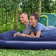 Bestway: Queen Flocked Air Bed - Blue - Inflatable Mattress, 80 x 60 x 8.5, Velvety Sleeping Surface, Coil Beam Support Construction, Indoor-Outdoor