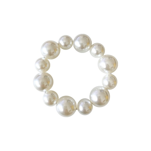 Minnieouse Retro perla lazo para el cabello elegante cuerda elástica nupcial rizada diadema accesorios para la cabeza coleccionables gran pequeña perla Accesorio para el cabello Große kleine Perle Minnieouse AP011199-02