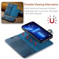 thumbnail image 6 of Leather 2 in 1 Wallet Magnetic Case Card Stand Bag Phone Cover Skin For iPhone 15, Blue, 6 of 6
