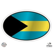 Bahamas Flag Oval - 3" Vinyl Sticker - For Car Laptop I-Pad Phone Helmet Hard Hat - Waterproof Decal
