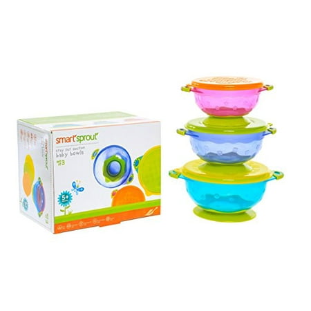 

Kitchen + Home Smart Sprout Baby Bowls - FDA Approved Stay Put Suction Bowls Set with Snap Tight Lids (SC-161)
