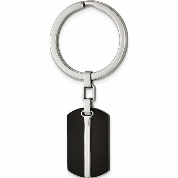 Stainless Steel Brushed And Polished Black Ip-Plated Key Ring (70.5 X 32) Made In China -Jewelry By Sweet Pea