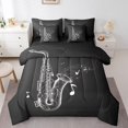 thumbnail image 1 of Twin Saxophone Bed In A Bag 7 Piece Jazz Music Comforter Set Music Notes Bedding Set With Pillow Covers For Kids Adults Musical Instrument Saxophone Sheet Set With Comforter, 1 of 5
