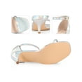 thumbnail image 2 of BLISSFUL STEP Women's Shoes Metallic Ankle Strap Kitten Heel Square Toe Sandals Silver 9, 2 of 6